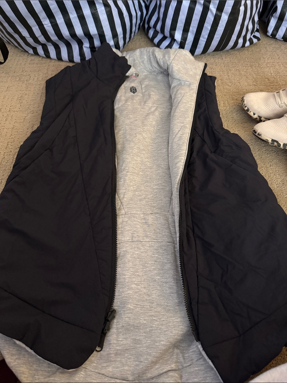 Free People Black Quilted Vest with Grey Lining